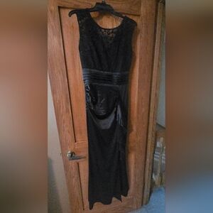 VfEmage Black Sleeveless Lace Evening Dress